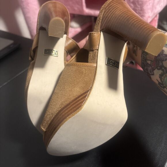 UGG Open Toe Mule Heel With Buckle - Women’s Size 8.5 - Brown Leather - Picture 5 of 6